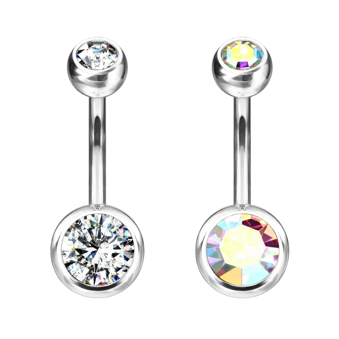 Belly Ring - TITANIUM - Double Jewel