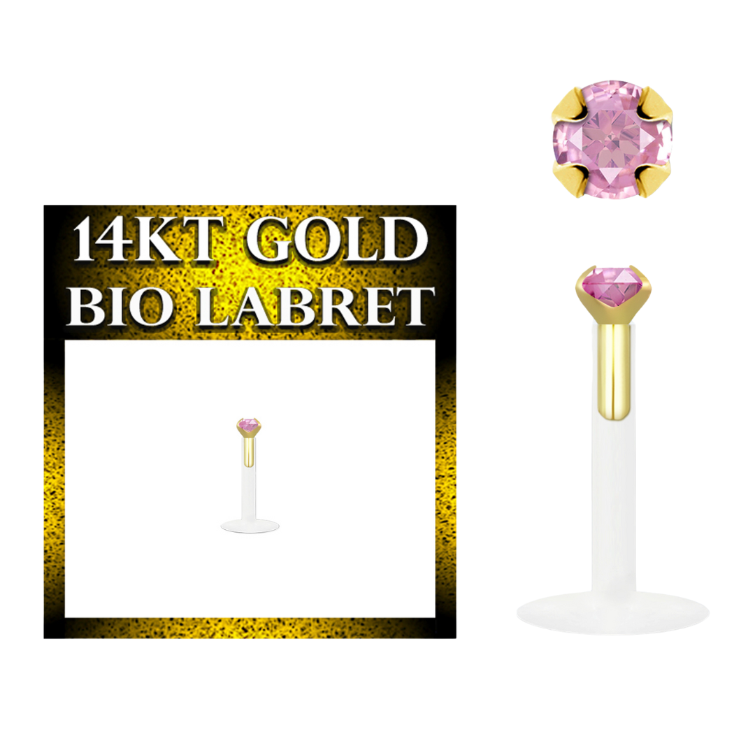 Labrets - Bio With 14 Karat Gold & Genuine Tourmaline