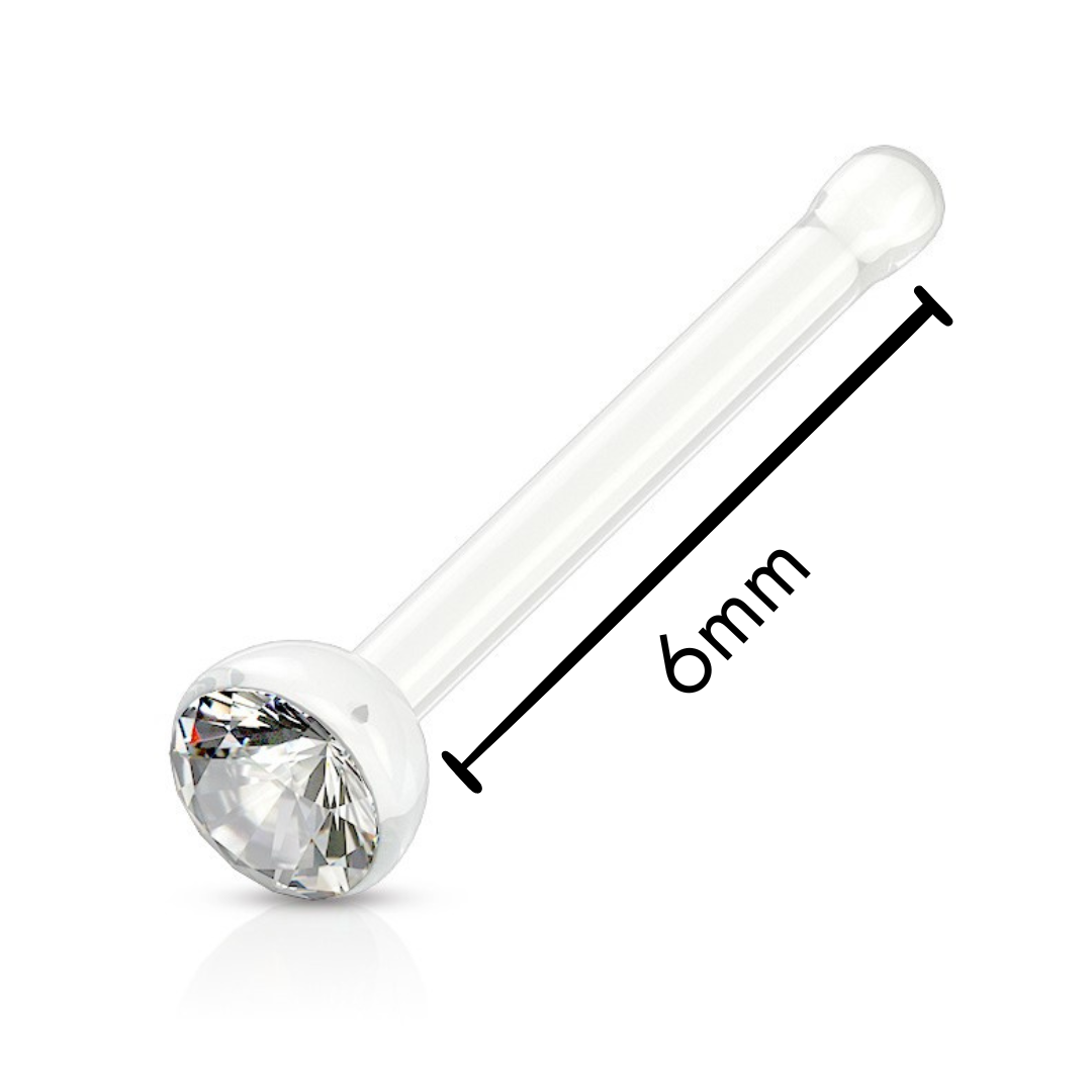 Nose Studs - Bio Flex Nose Bones With Clear Gem