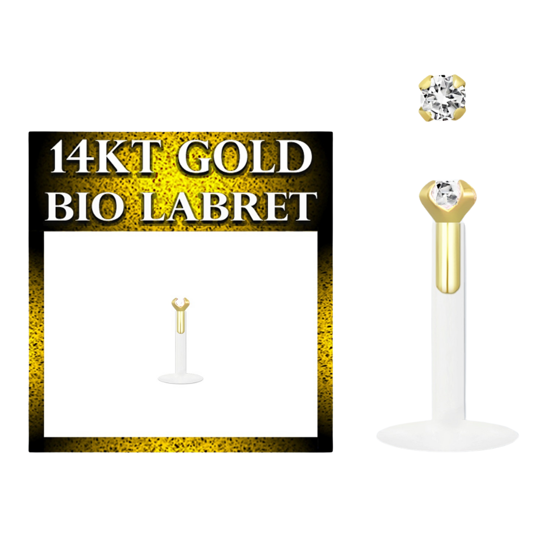 Labrets - Bio With 14 Karat Gold & CZ