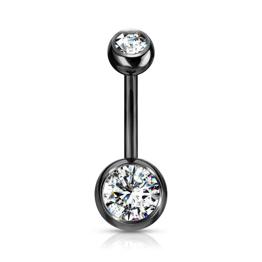 Belly Ring - TITANIUM - Blackline Double Jewel