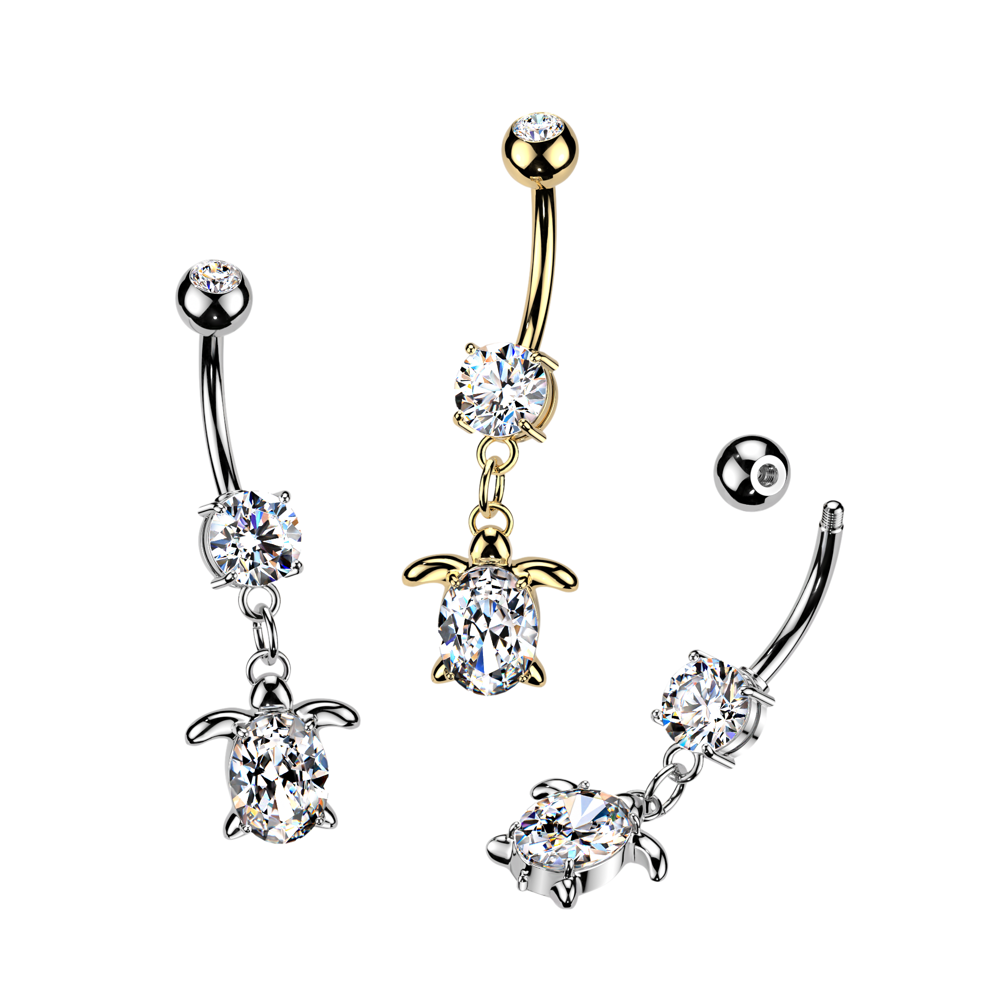 Belly Ring - CZ Turtle