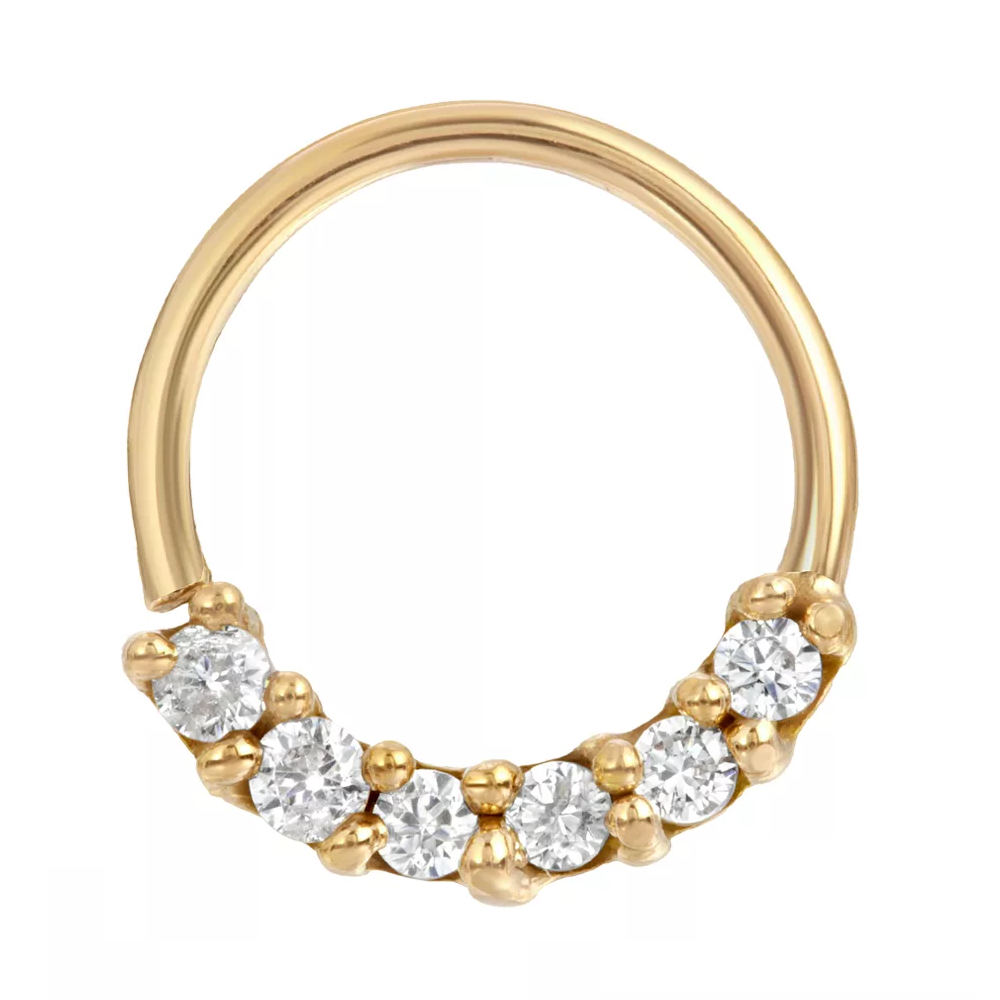 Cartilage - 14 Karat Gold Hoop 6 CZ