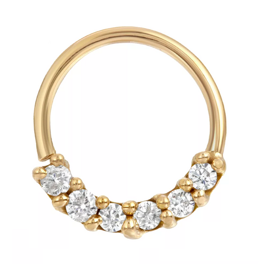 Cartilage - 14 Karat Gold Hoop 6 CZ