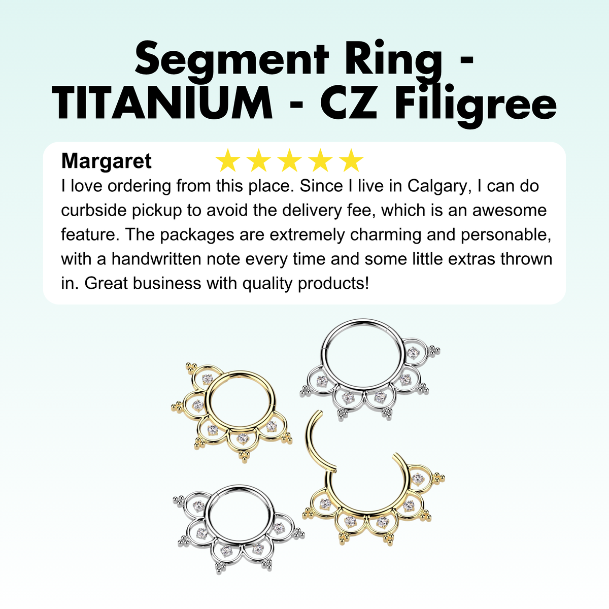 Segment Ring - TITANIUM - CZ Filigree
