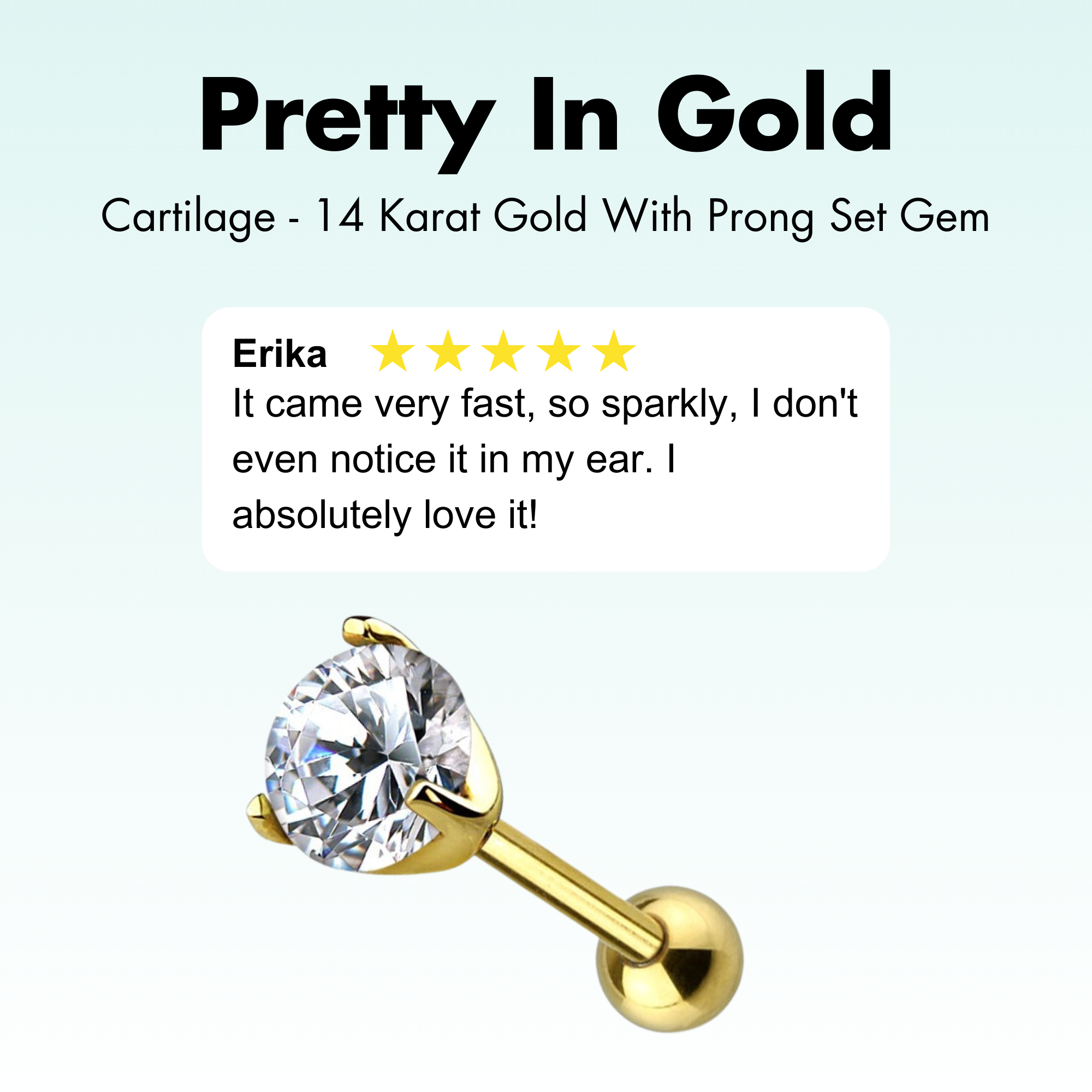 Cartilage - 14 Karat Gold With Prong Set Gem