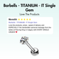 Barbells - TITANIUM -  IT Single Gem