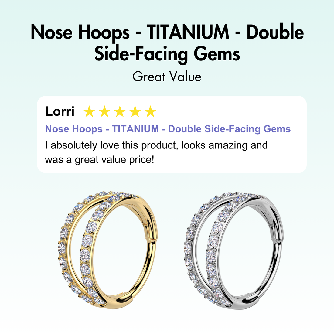 Nose Hoops - TITANIUM - Double Side-Facing Gems