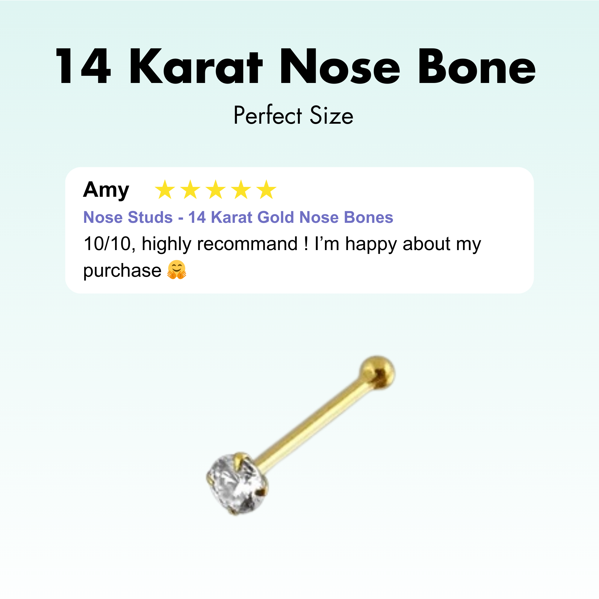 Nose Studs - 14 Karat Gold Nose Bones