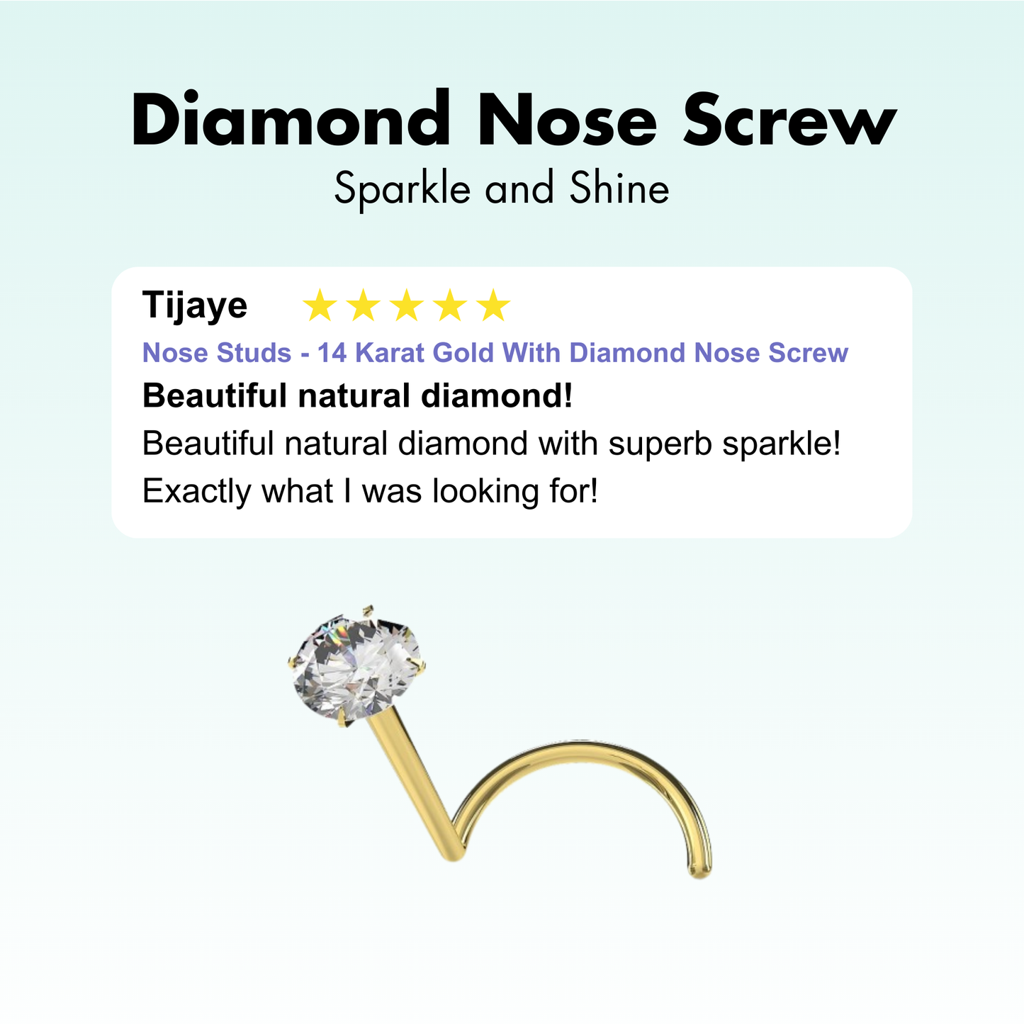 Nose Studs - 14 Karat Gold With Diamond Nose Screw