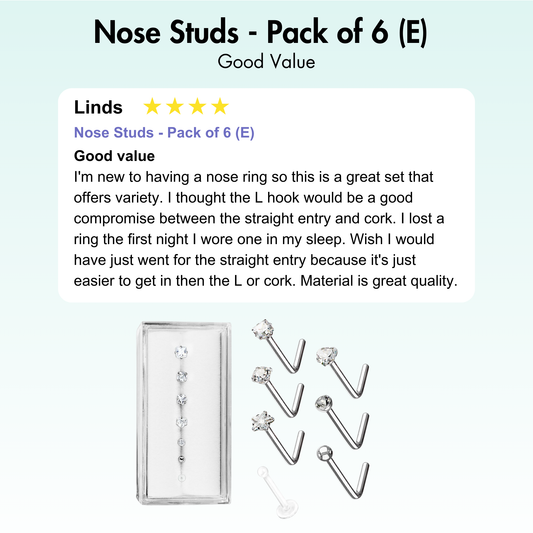 Nose Studs - Pack of 6 (E)