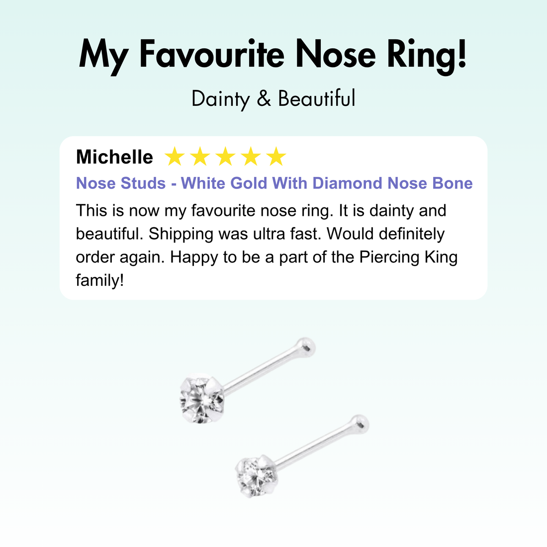 Nose Studs - White Gold With Diamond Nose Bone