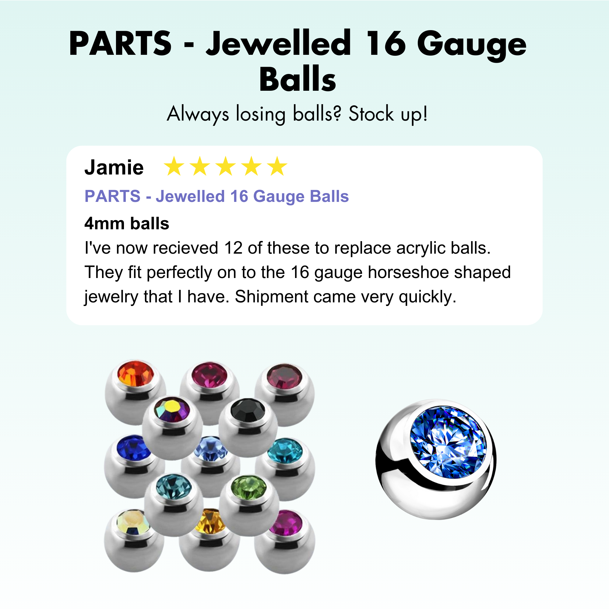 PARTS - Jewelled 16 Gauge Balls