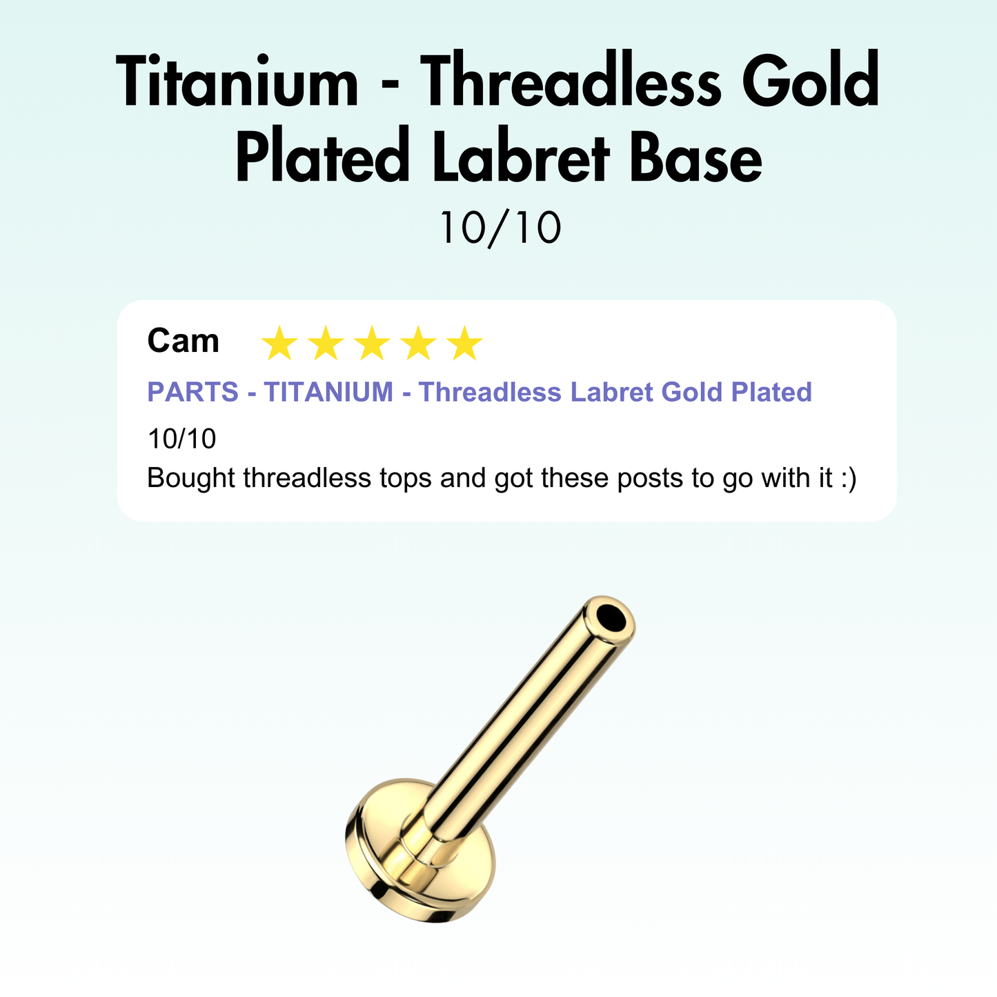 PARTS - TITANIUM - Threadless Labret Gold Plated