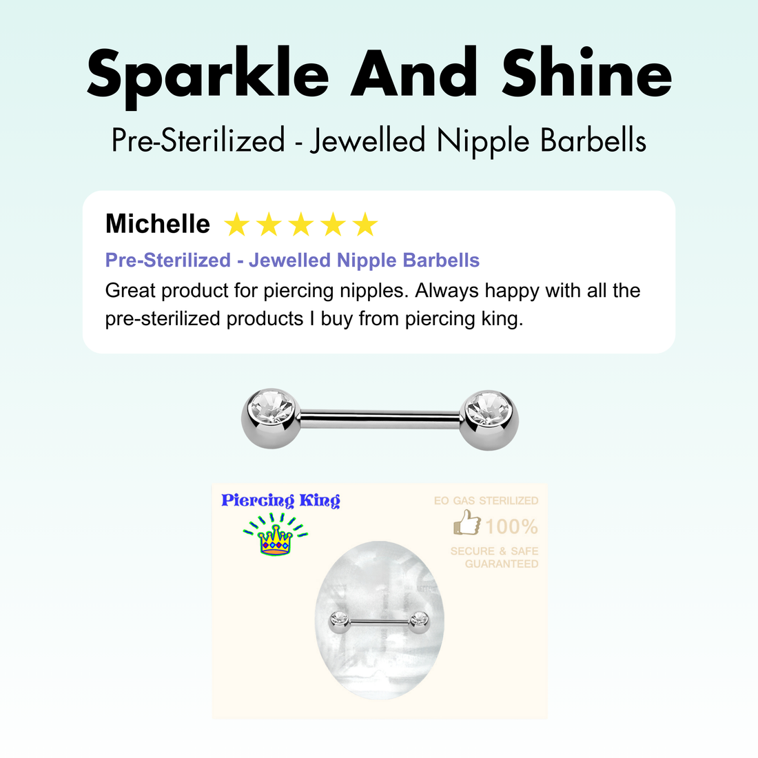 Pre-Sterilized - Jewelled Nipple Barbells