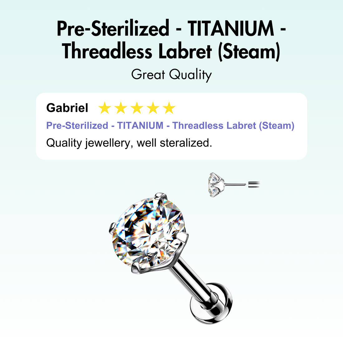 Pre-Sterilized - TITANIUM - Threadless Labret (Steam)