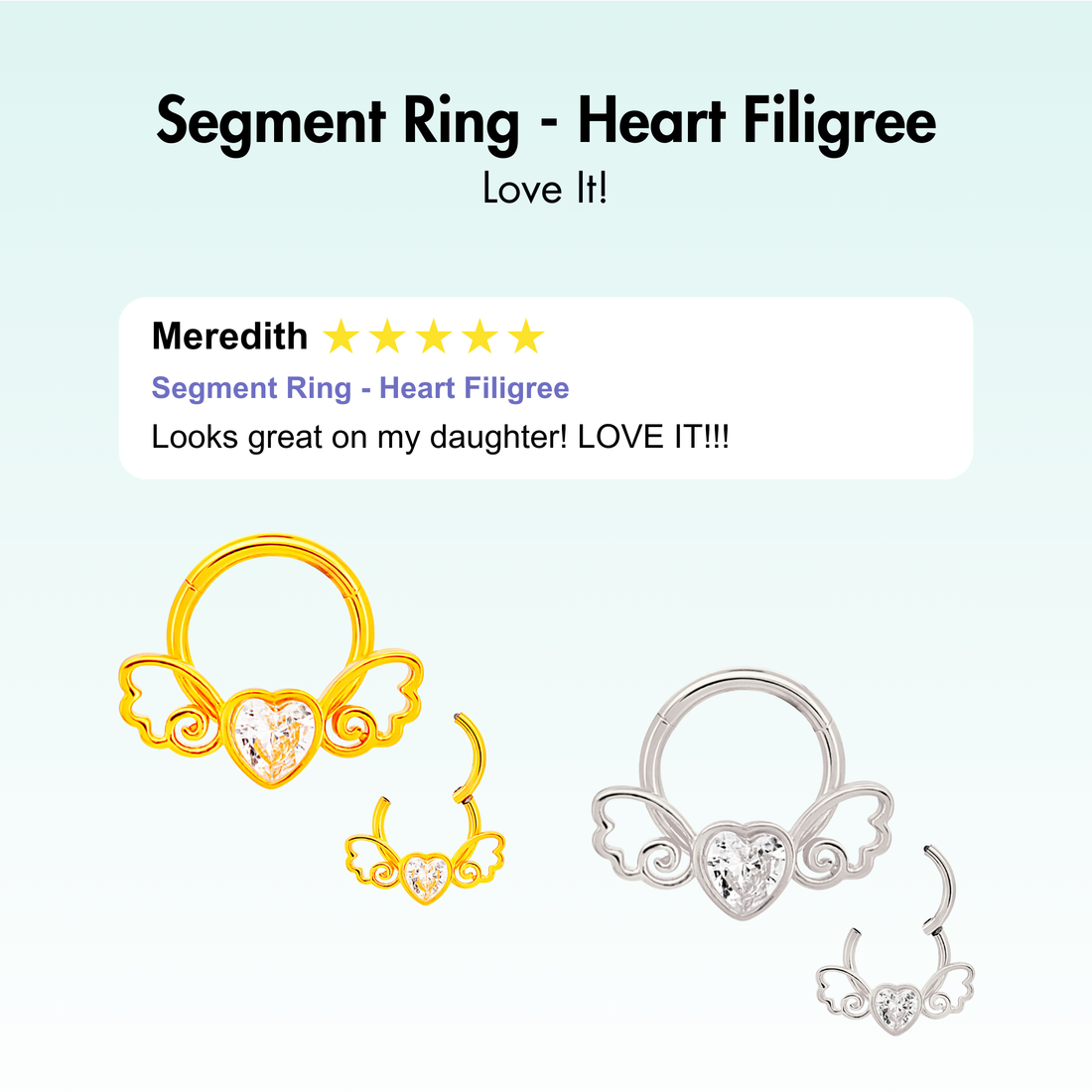 Segment Ring - Heart Filigree
