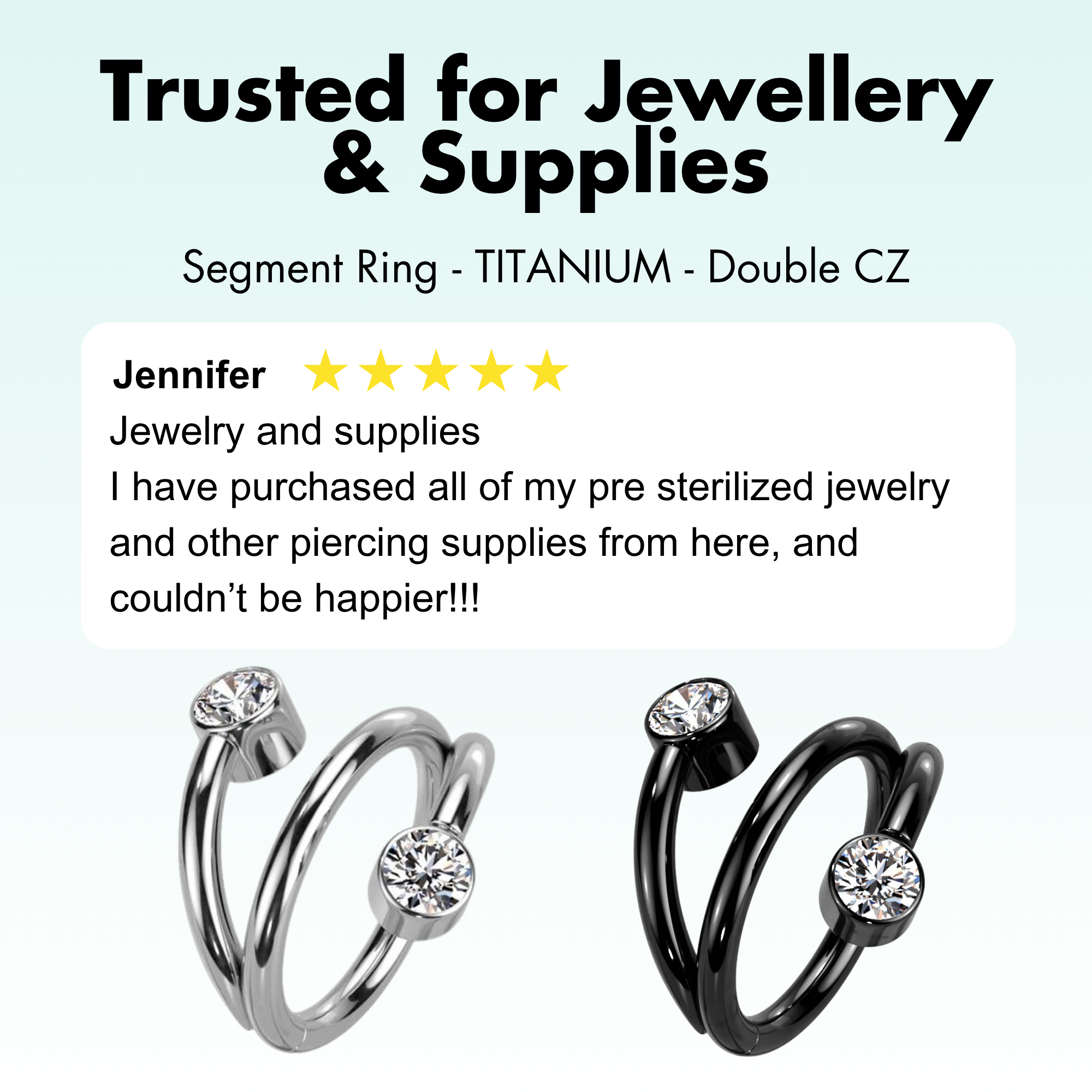 Segment Ring - TITANIUM - Double CZ
