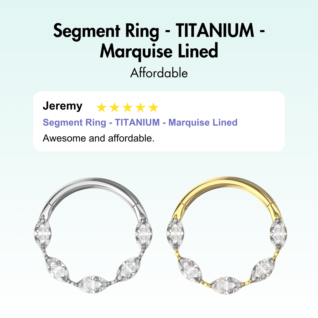 Segment Ring - TITANIUM - Marquise Lined