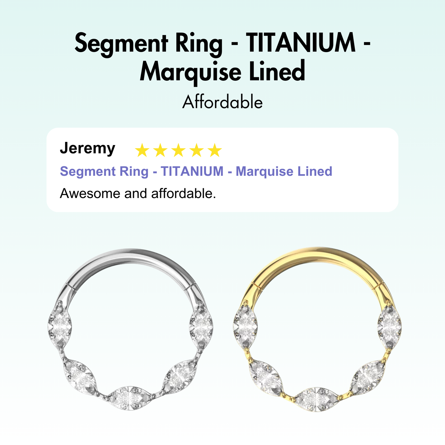 Segment Ring - TITANIUM - Marquise Lined