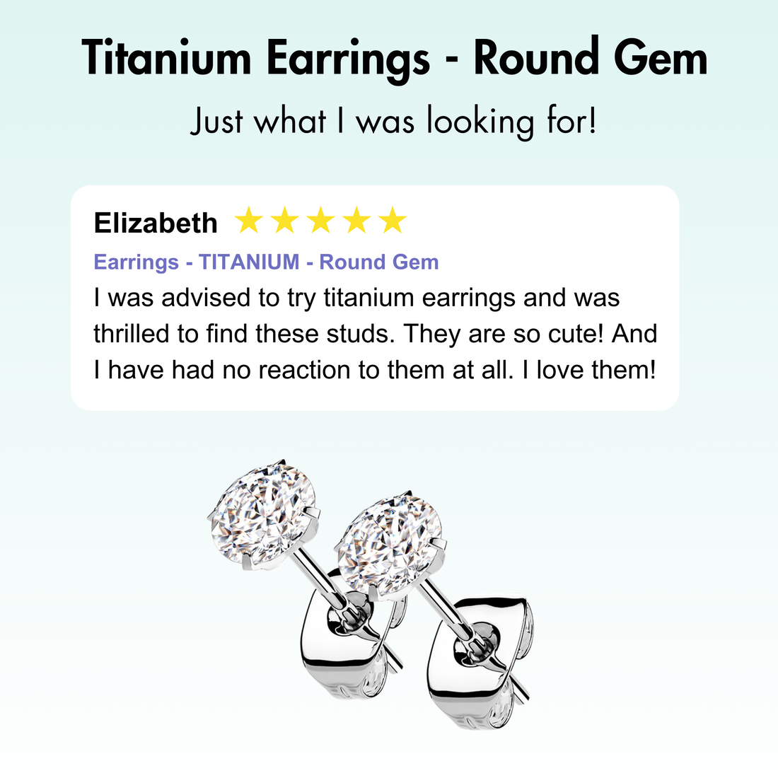 Earrings - TITANIUM - Round Gem