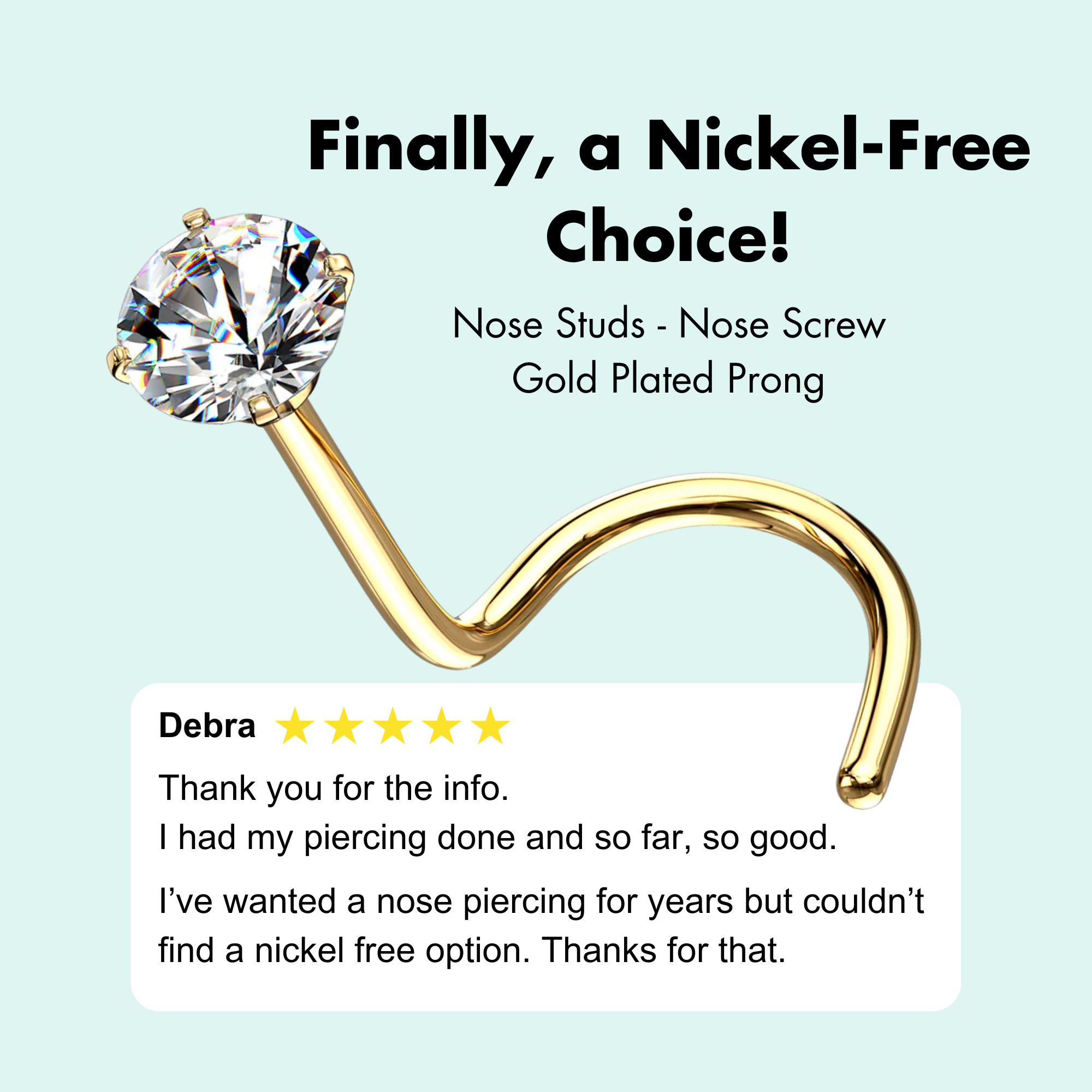 Nose Studs - Nose Screw Gold Plated Prong