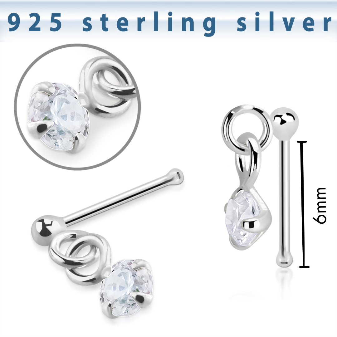 Nose Studs - Dangly CZ