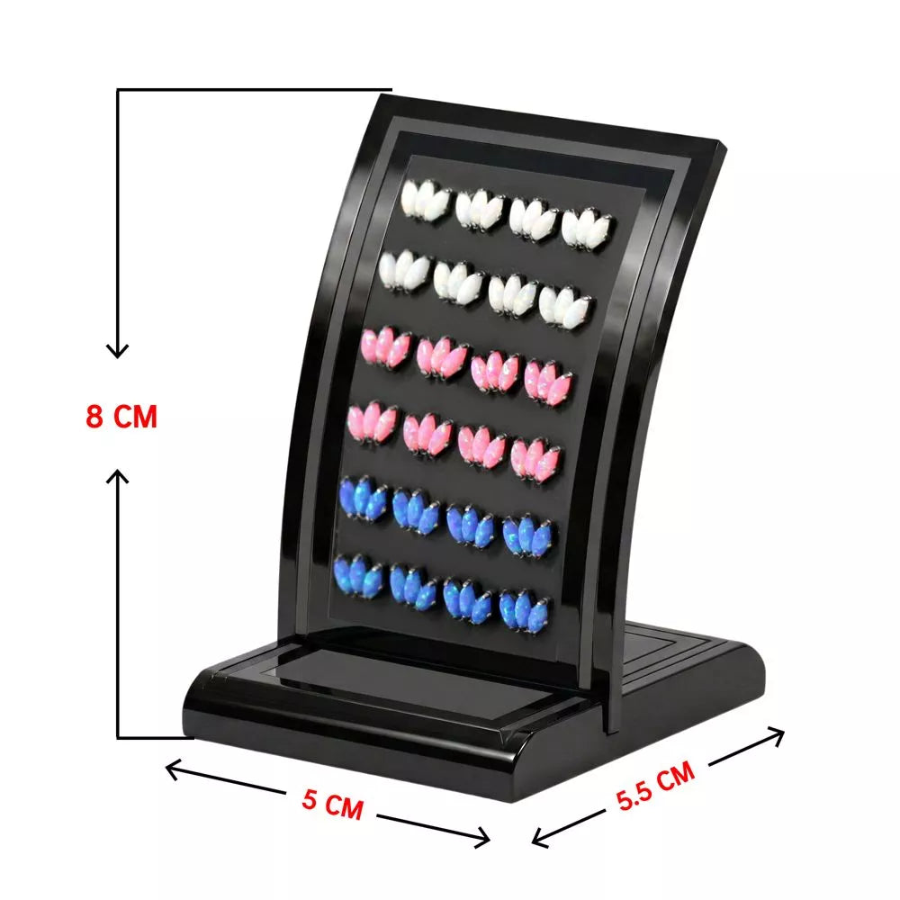 Display Of 24 TITANIUM Threadless Labrets - 3 Opal