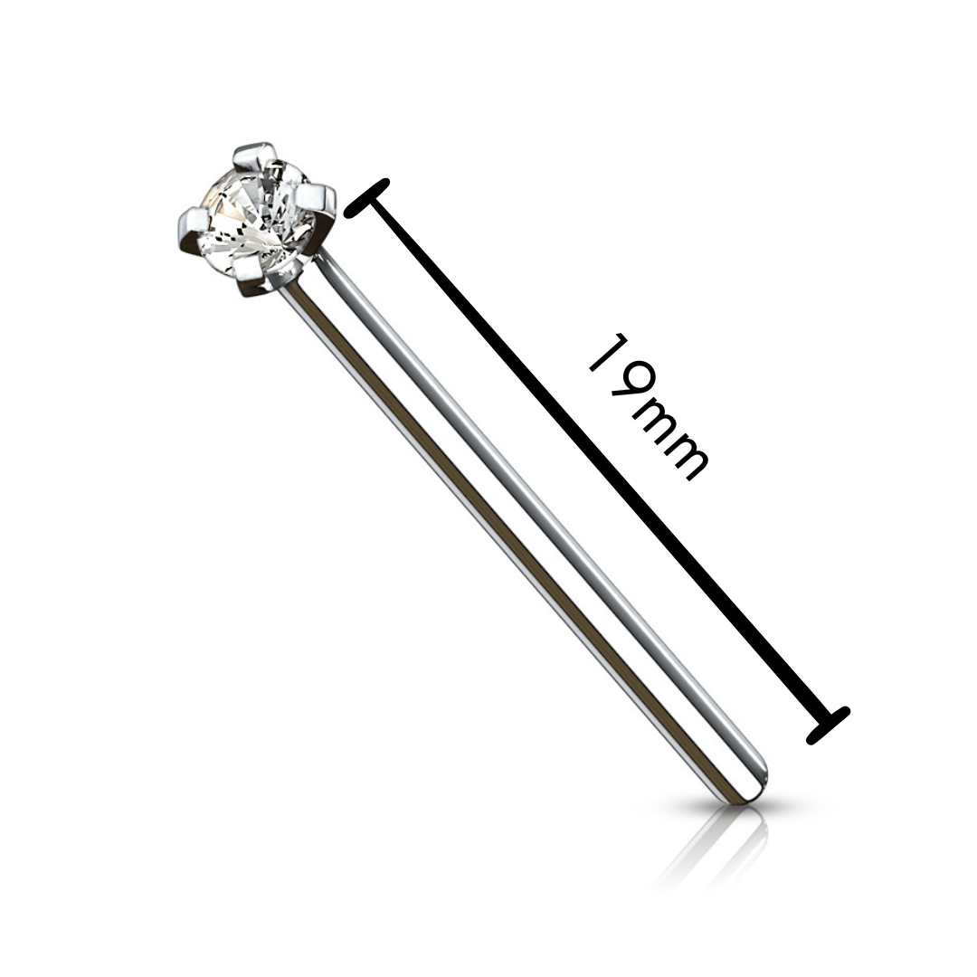 Nose Studs - TITANIUM - Fish Tail With Prong CZ