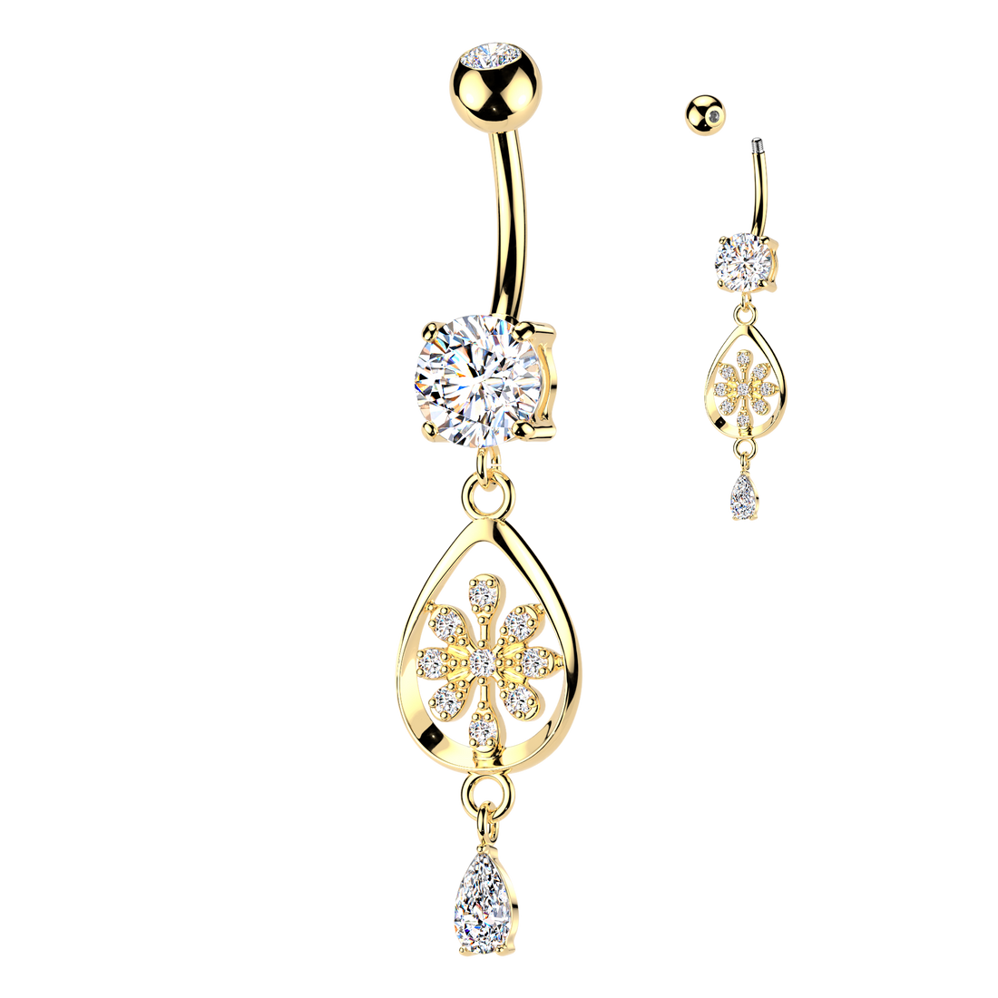 Belly Ring - Flower In Teardrop