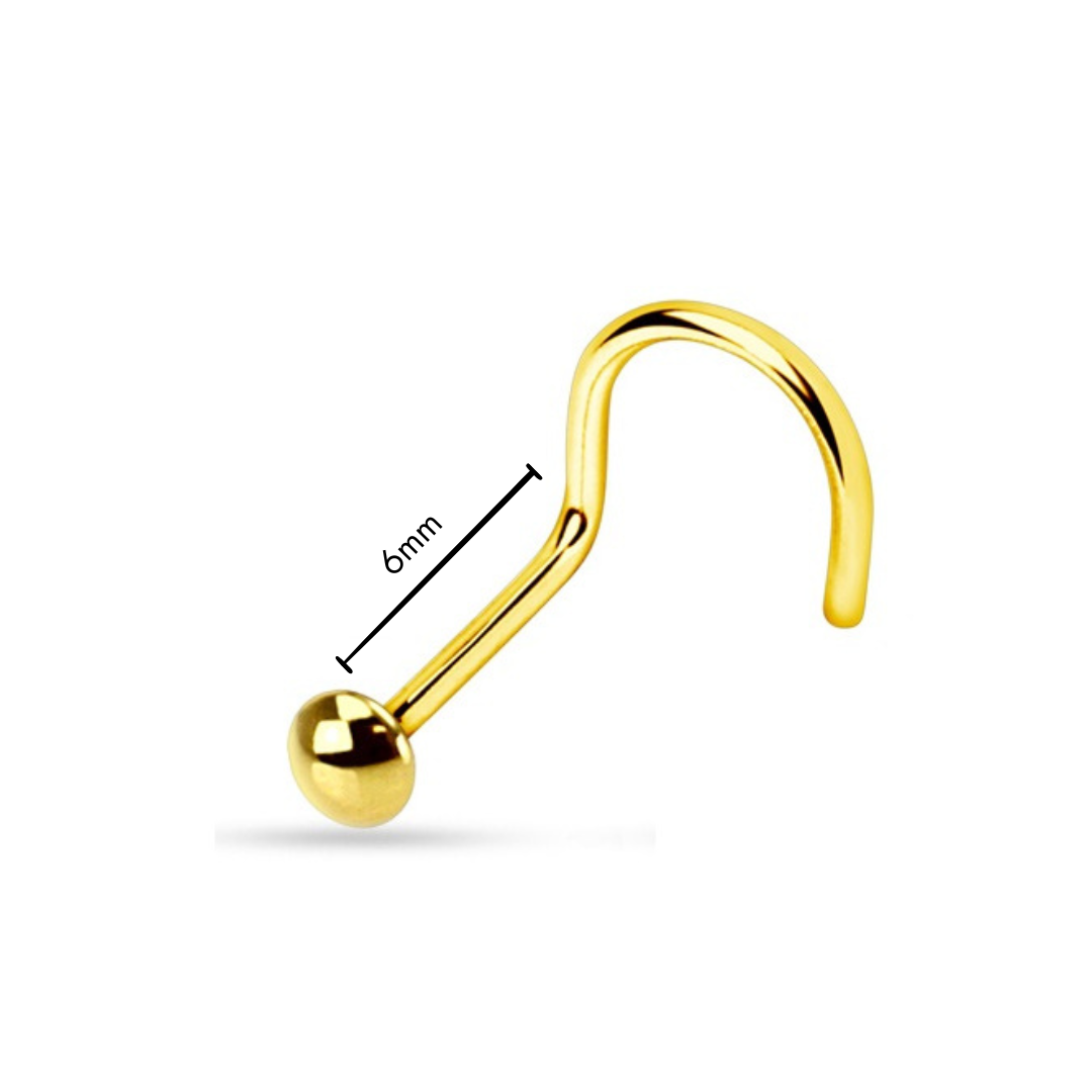 Nose Studs - Gold Plated Nose Screw With Half Ball