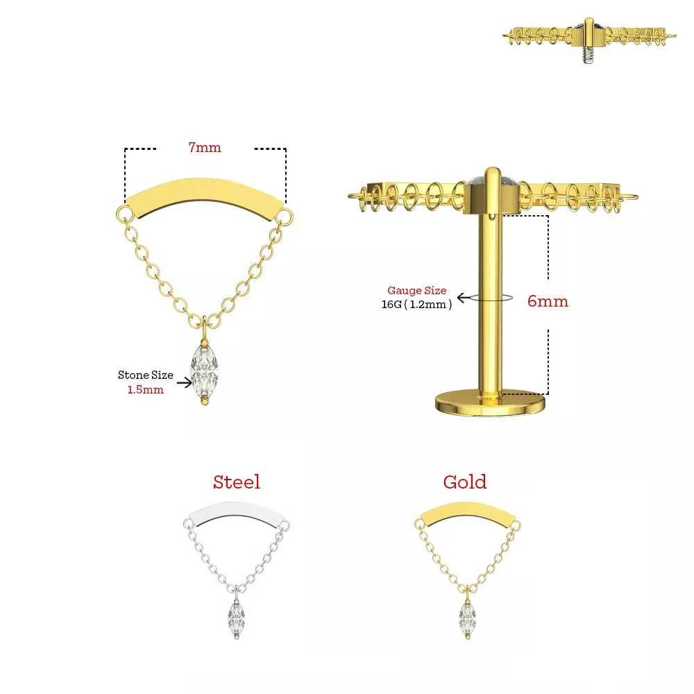 Labrets - IT Hidden Helix Marquise Gem