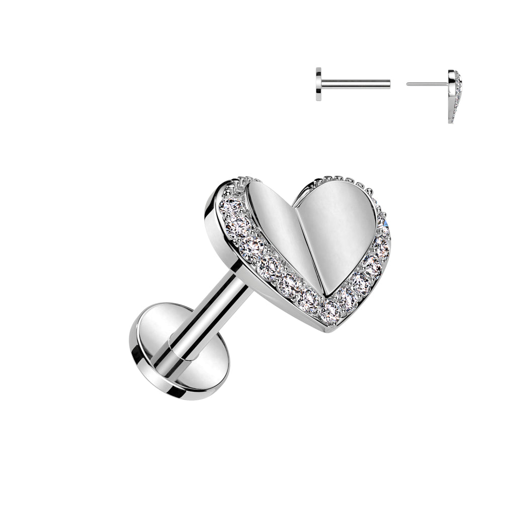 Labrets - Threadless Jewelled Heart – Piercing King