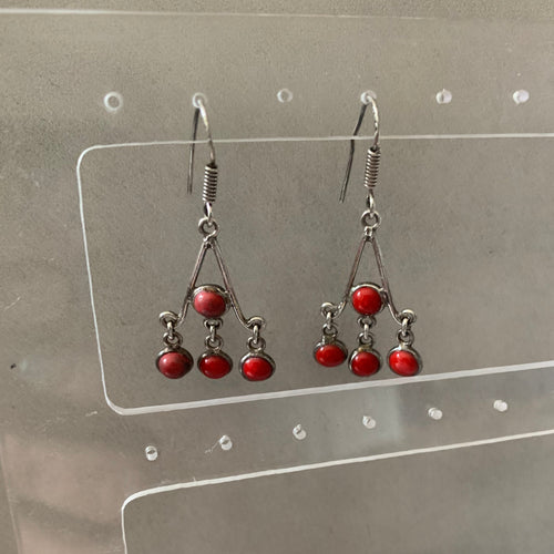 Earrings - Dangly Red Gems