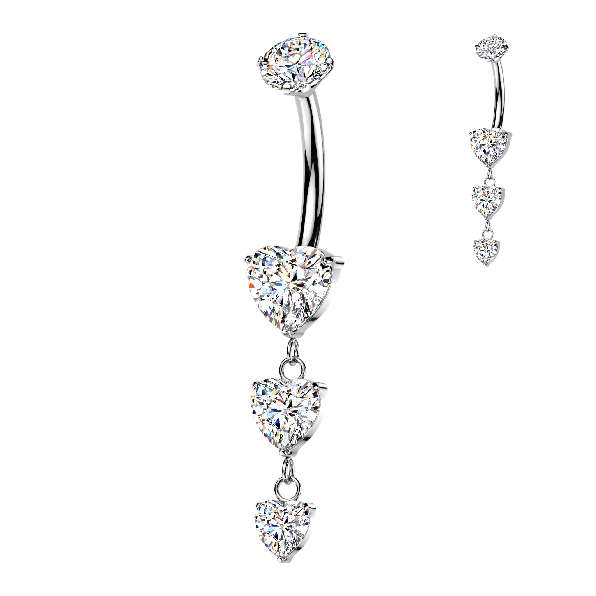 Belly Ring - Titanium IT 3 Hearts