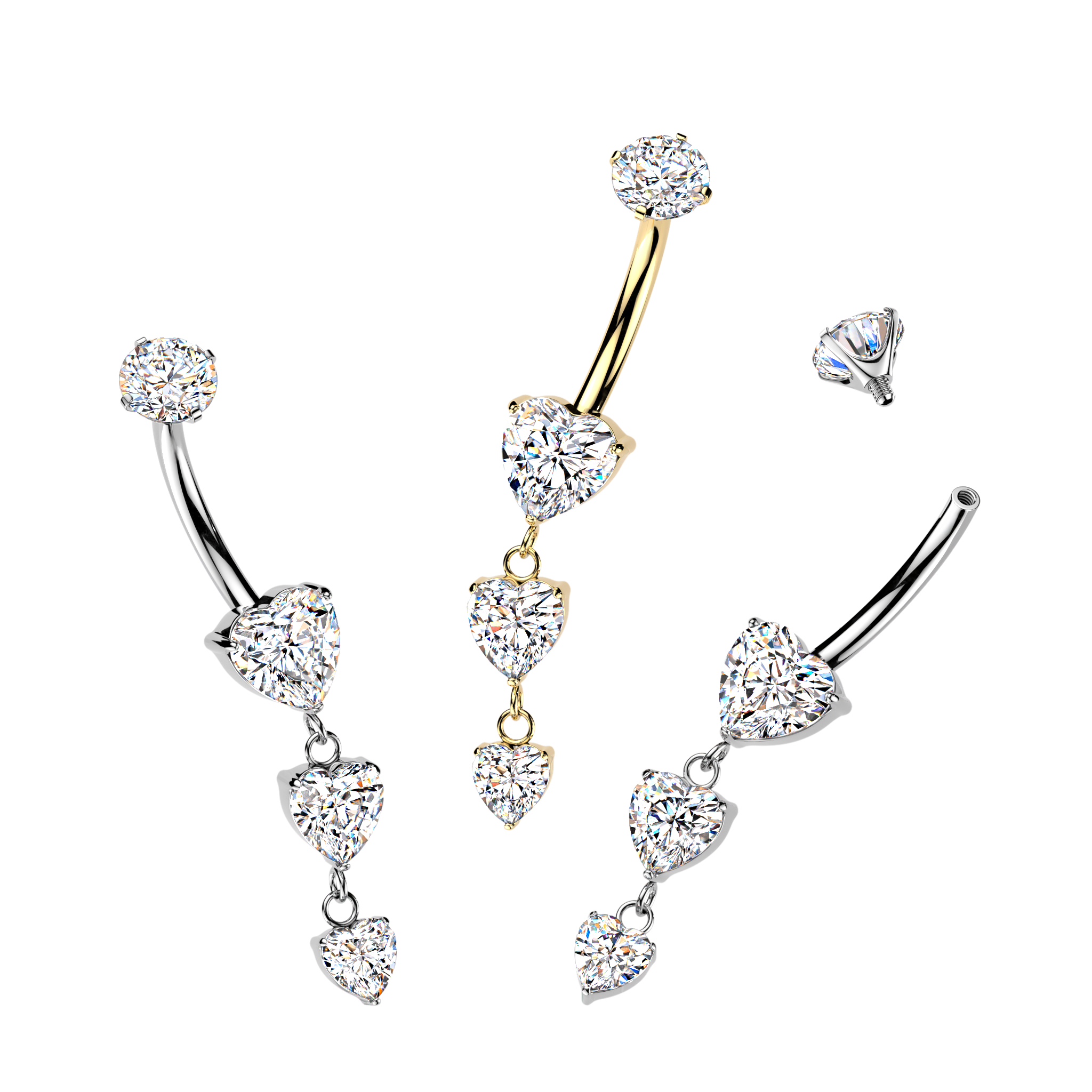 Belly Ring - Titanium IT 3 Hearts