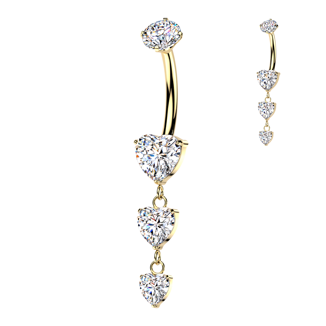 Belly Ring - Titanium IT 3 Hearts