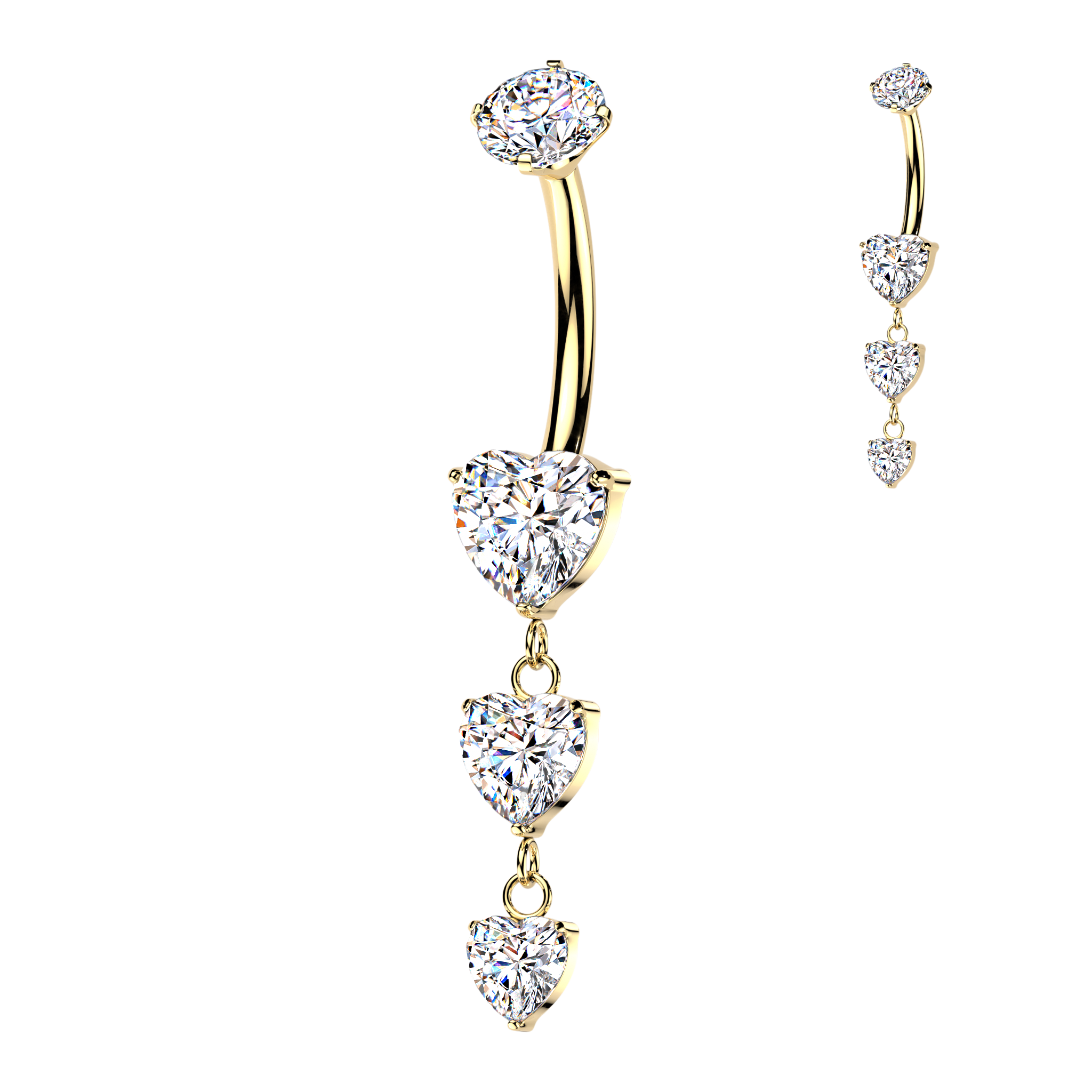 Belly Ring - Titanium IT 3 Hearts