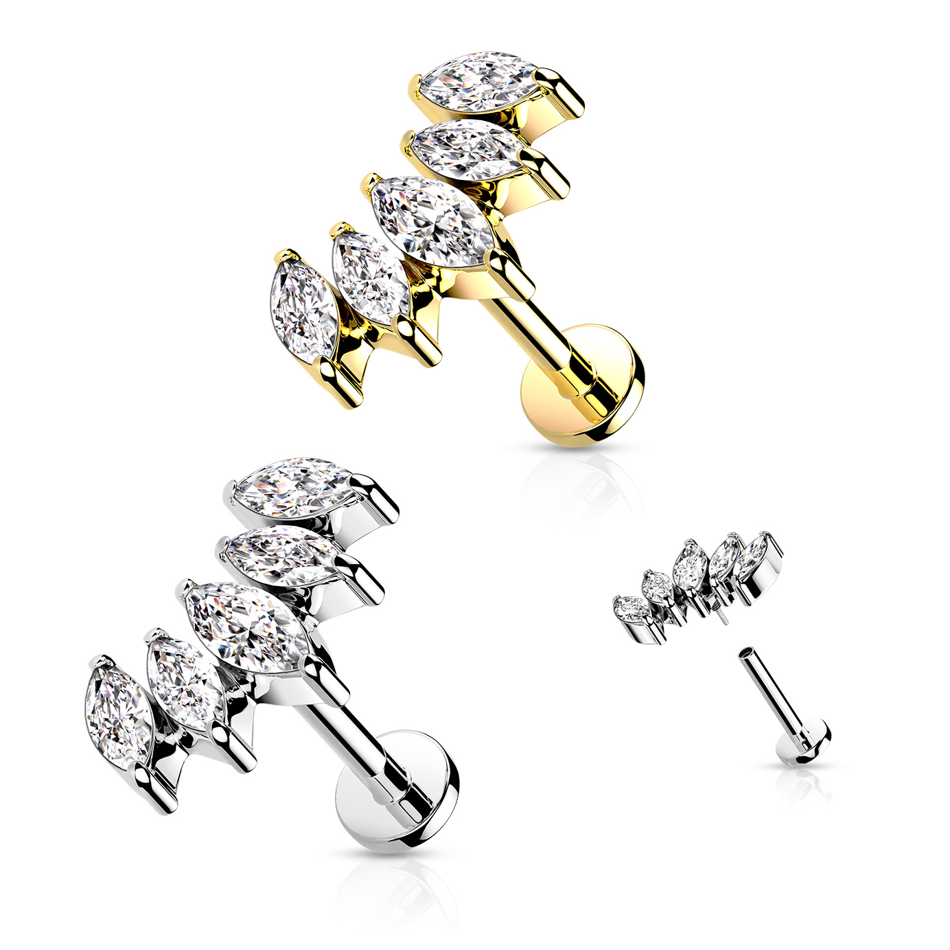 Labrets - IT 5 Marquise Gems