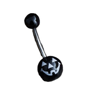 Belly Ring - Acrylic Jack-O-Lantern