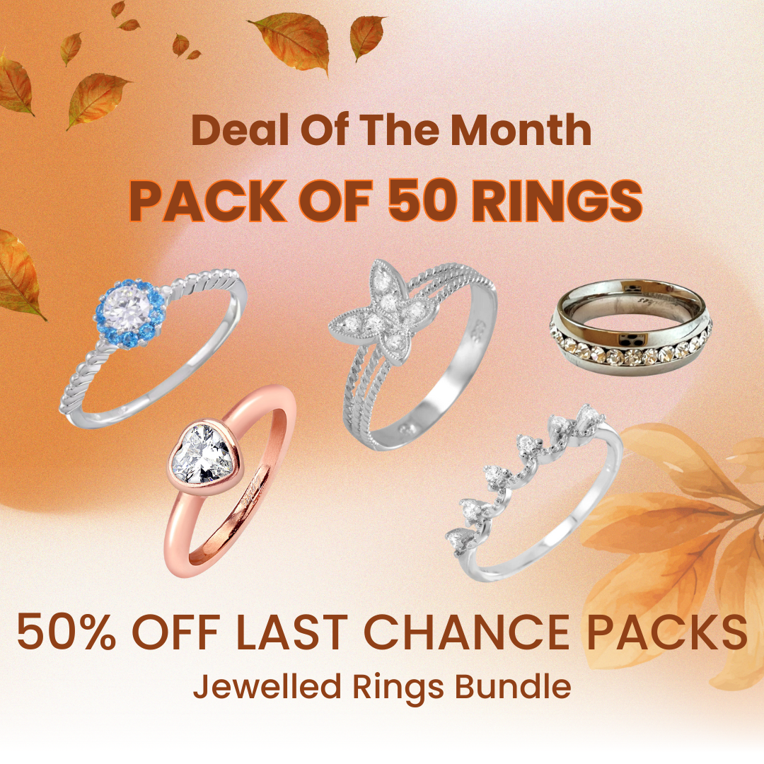 Last Chance Packs - 50 Piece Jewelled Rings Bundle