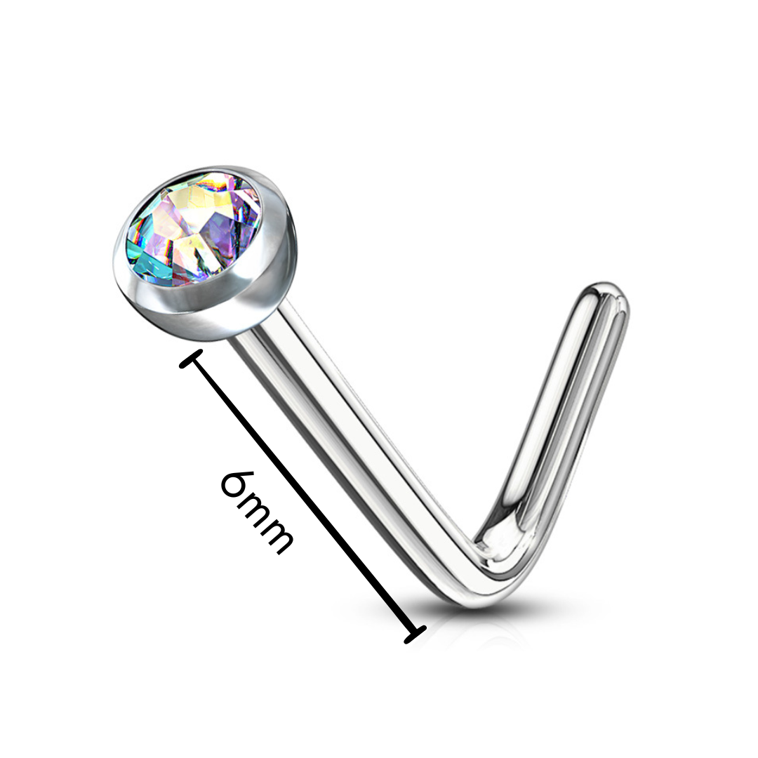 Nose Studs - L Bend With Press Set Gem