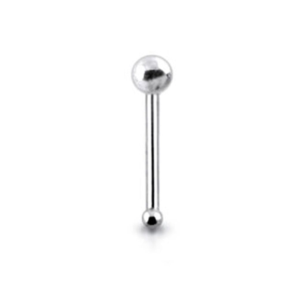 925 sterling silver nose bone featuring a simple ball top design