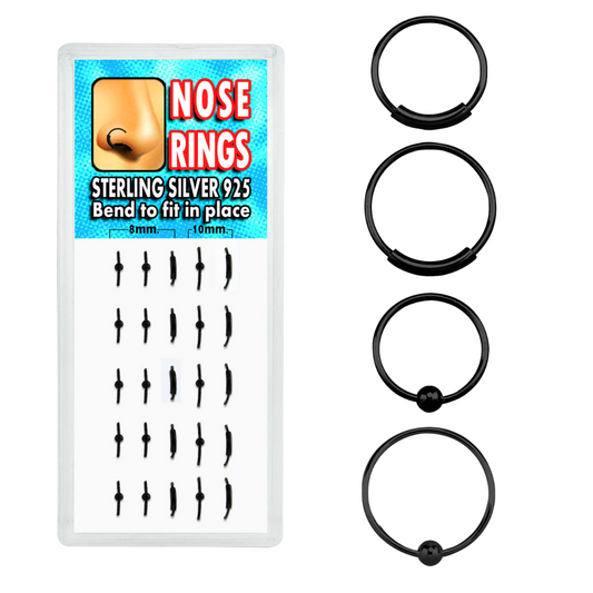 Nose Hoops - Black Assorted Designs