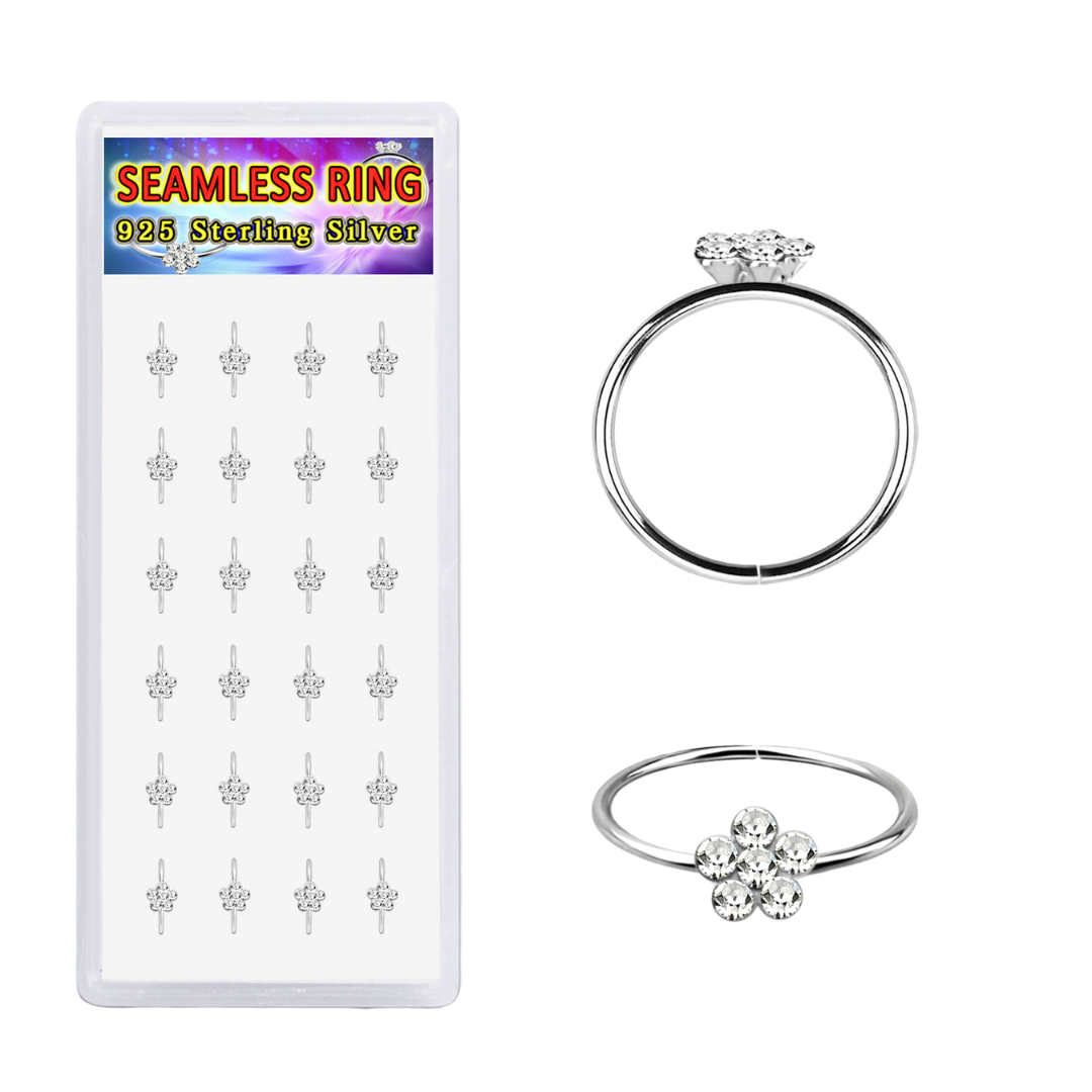Nose Hoops - Box of 24 Hoops With Flower