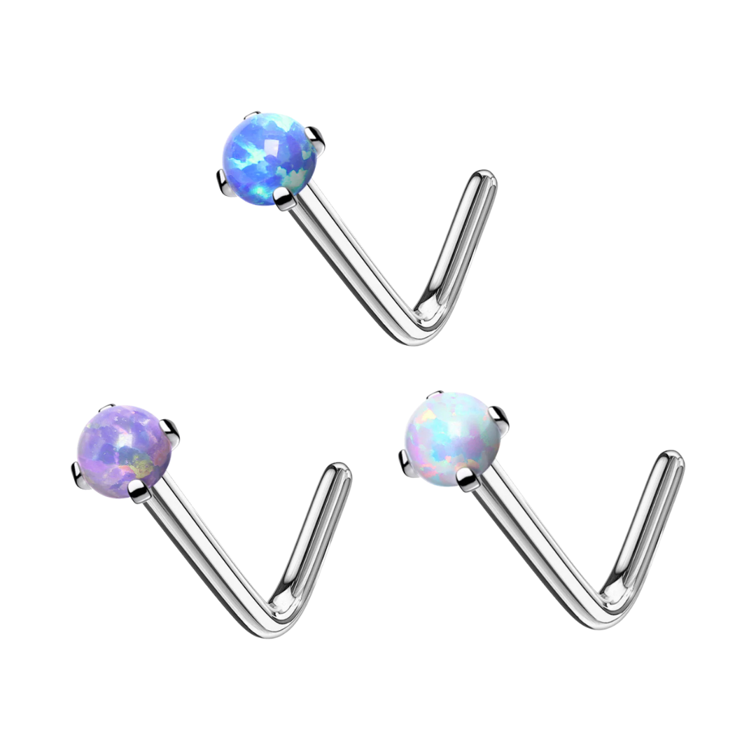Nose L-Bend - Prong-Set Opal