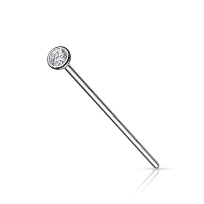 Nose Studs - TITANIUM - Fish Tail With Press Set Gem