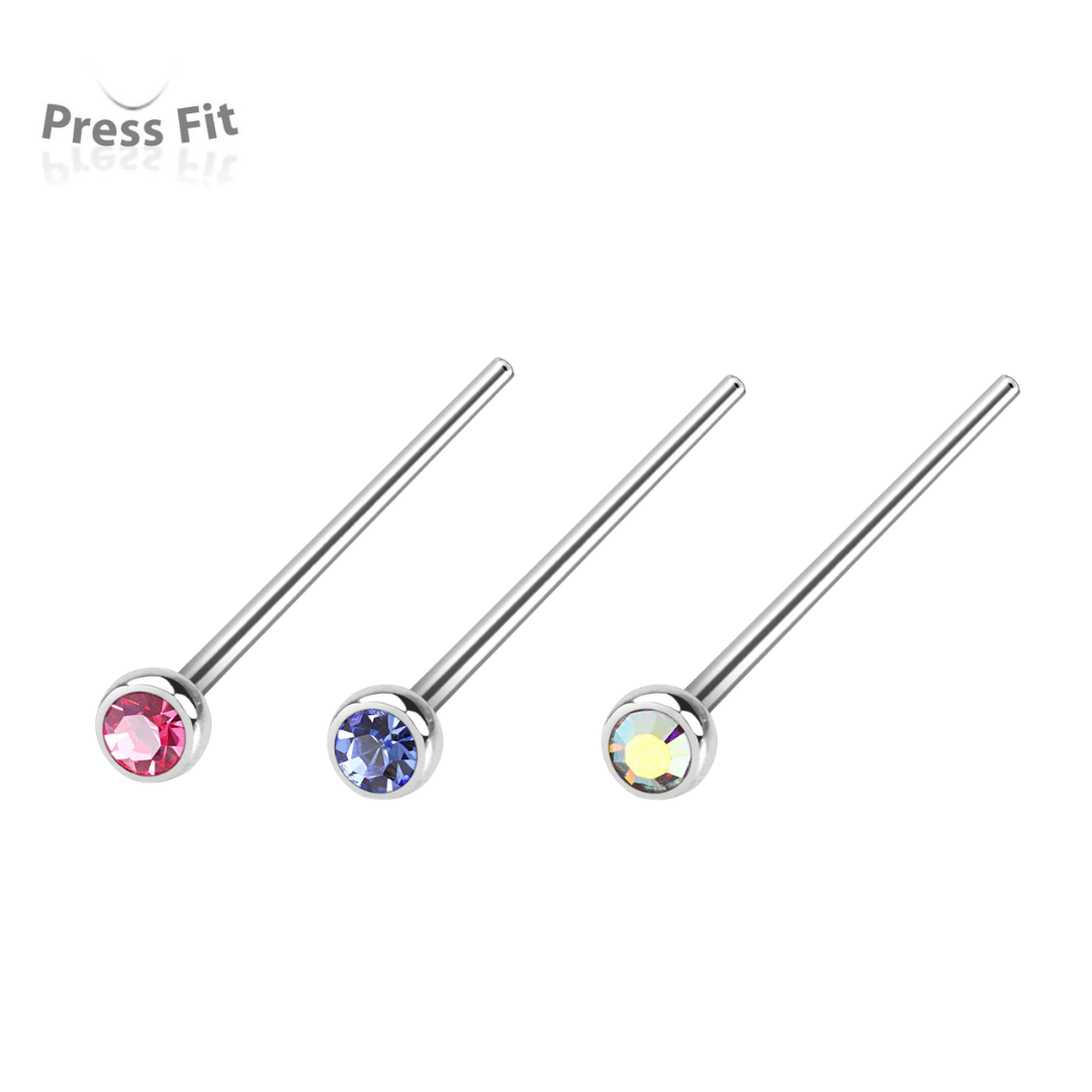 Nose Studs - Fish Tail With Press Set Gem