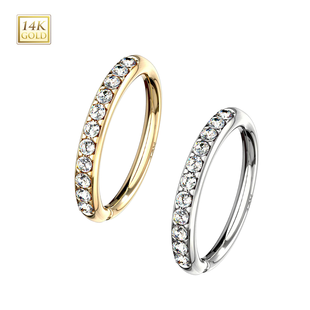 Nose Hoops - 14 Karat Yellow Gold or White Gold With Gems