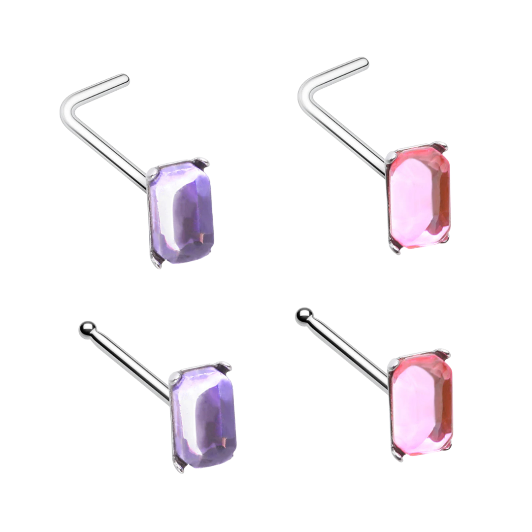 Nose Stud - Rectangle Gem